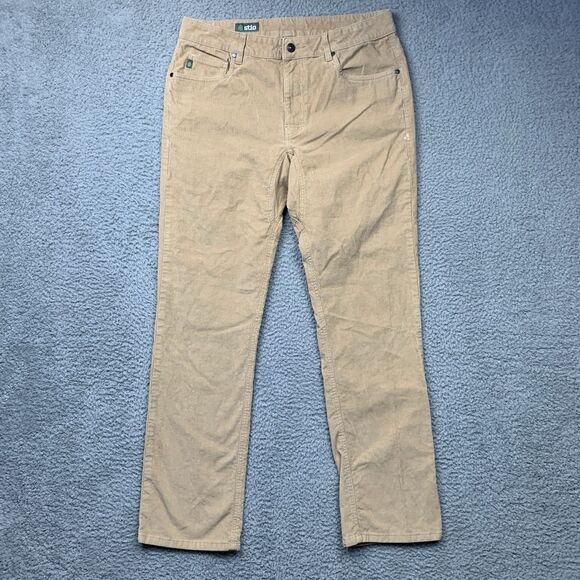 Stio Rivet Pants Mens 33R Beige Corduroy Organic Straight Leg Gusset Stretch - Picture 1 of 14